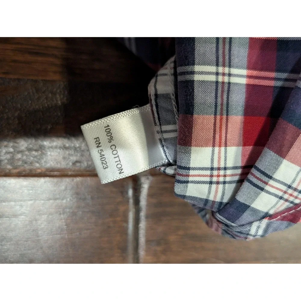 Banana Republic Shirt Mens Large Red Blue Plaid Long Sleeve‎ Button Down Casual